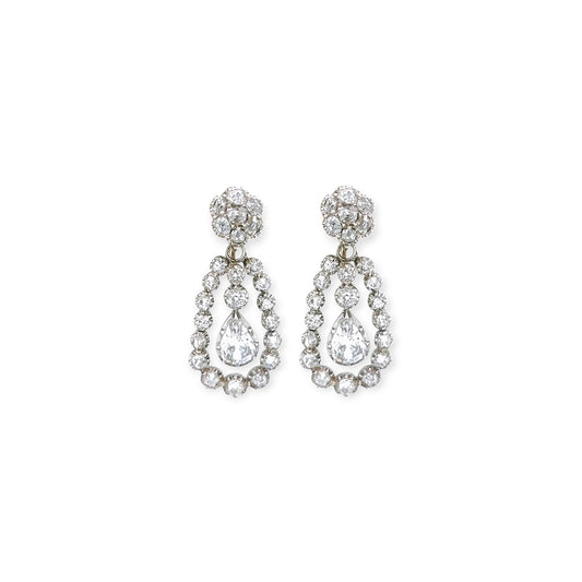 Antique Gold Diamond Drop Earrings 5.85 Carats