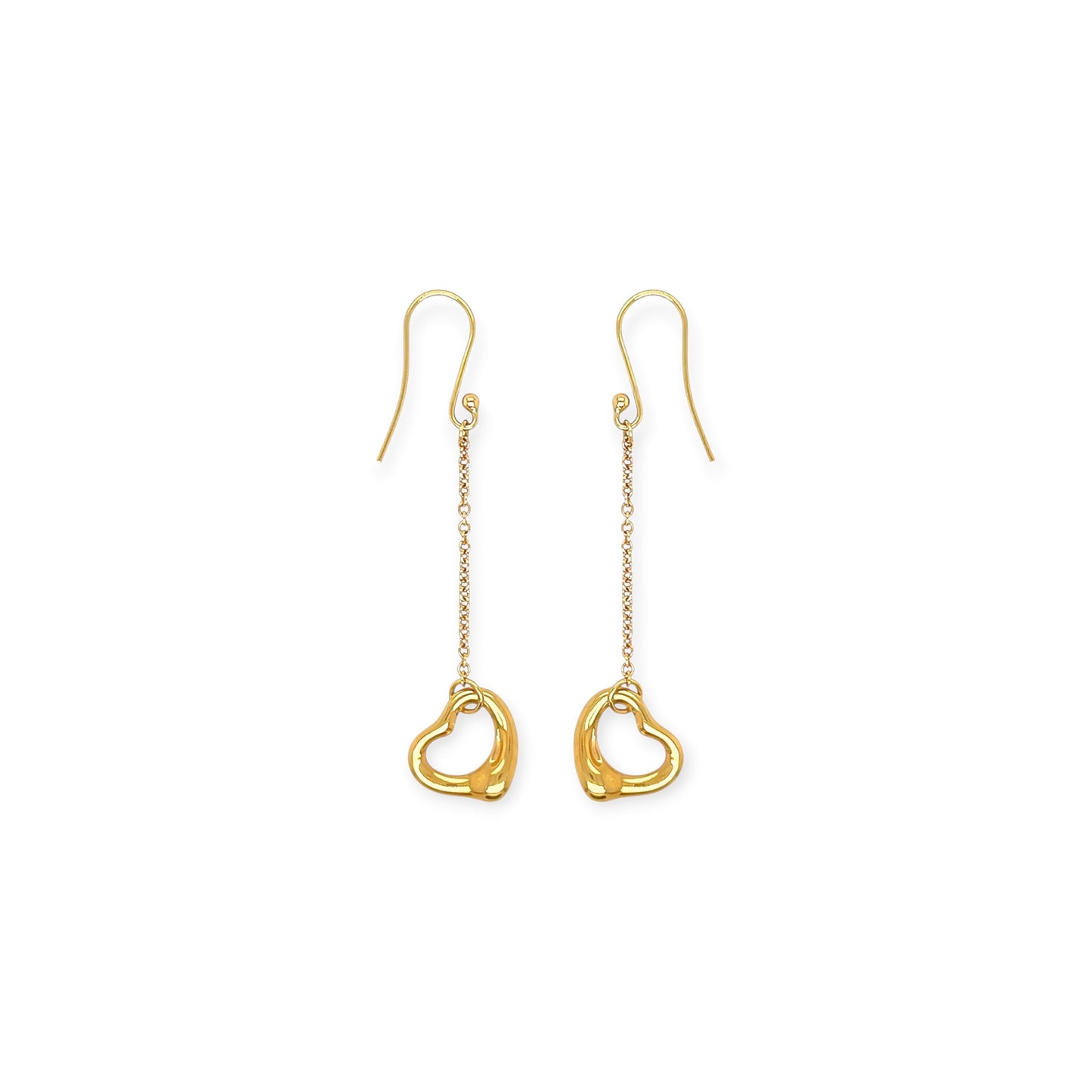 Tiffany Peretti Open Heart Gold Drop Earrings