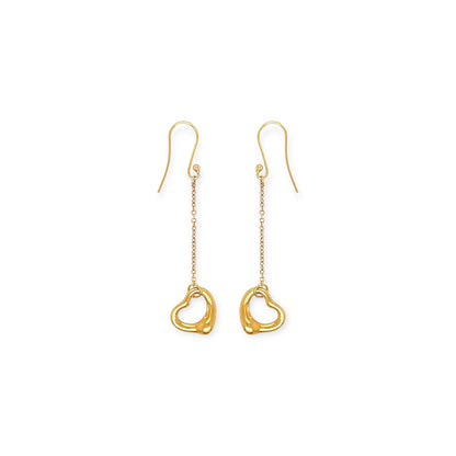 Tiffany Peretti Open Heart Gold Drop Earrings