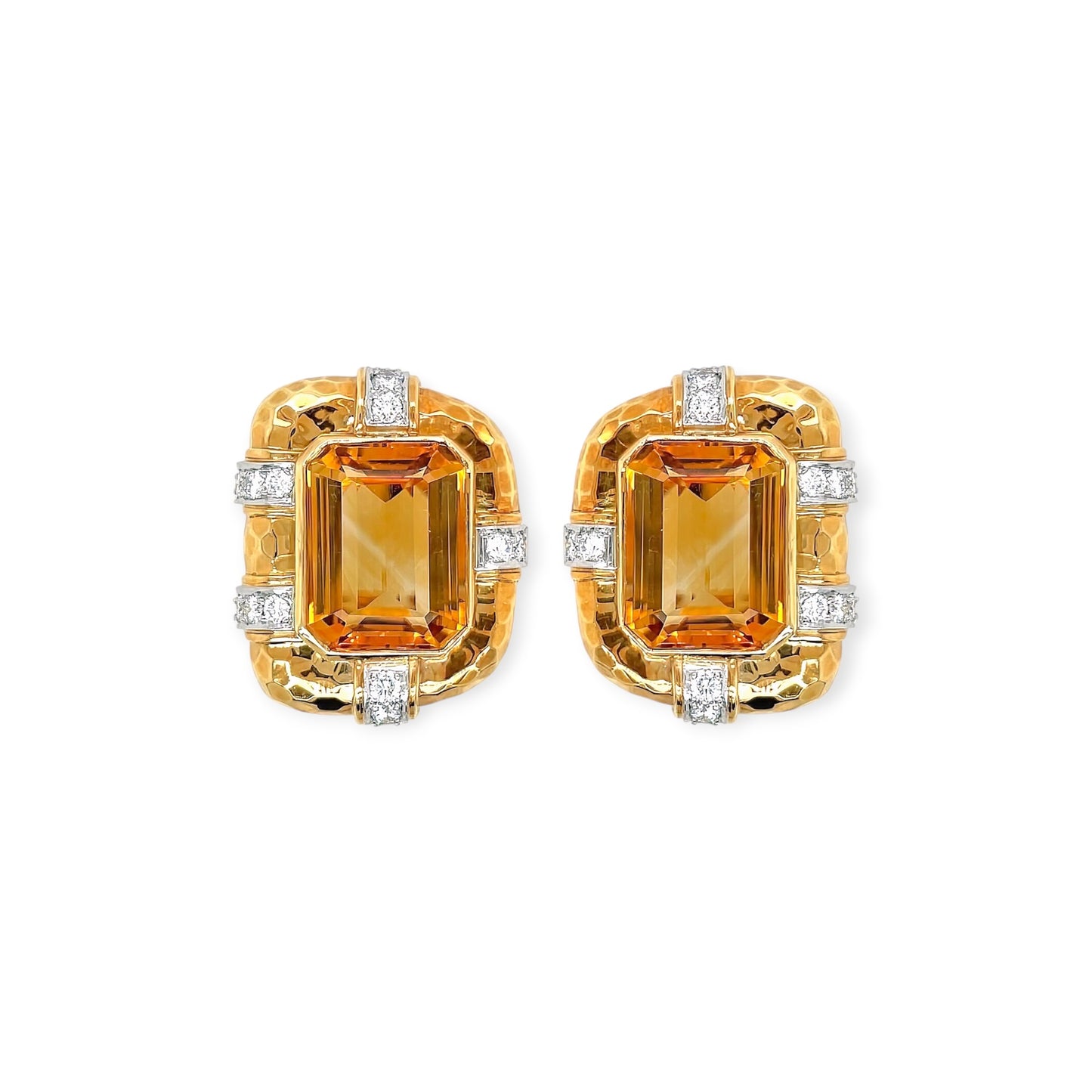 Andrew Clunn Gold Citrine Diamond Earrings