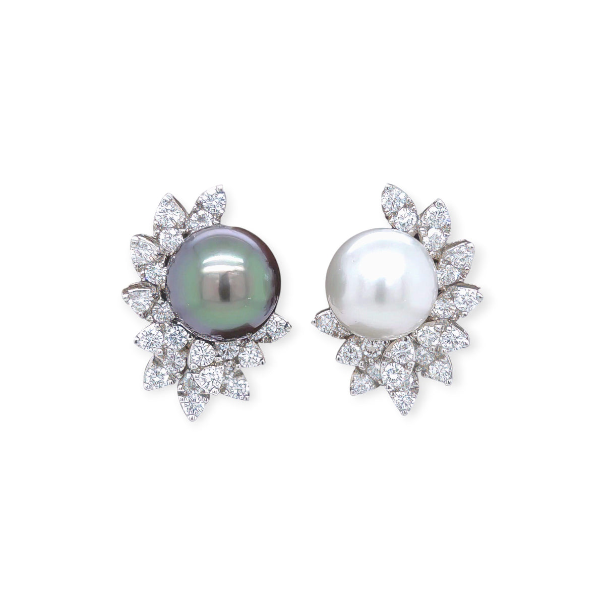 Tahitian and South Sea Pearl Diamond Earrings