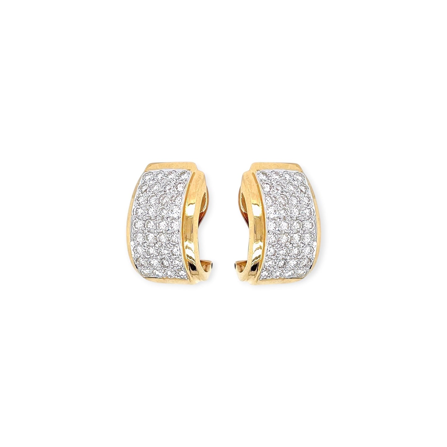 Gold Diamond Pavé Half Hoop Earrings