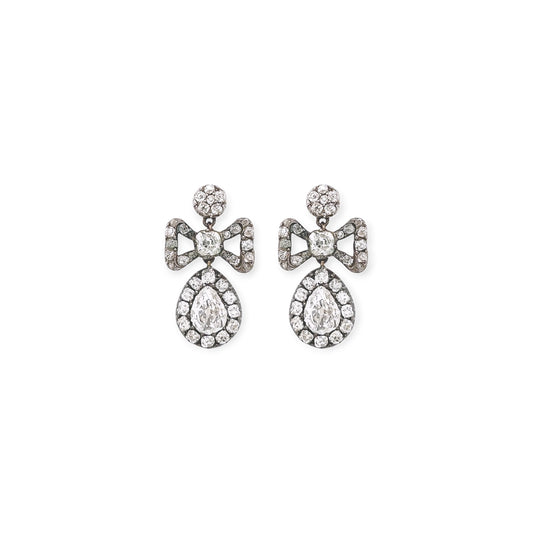Antique Silver Topped Gold Diamond Girandole Earrings