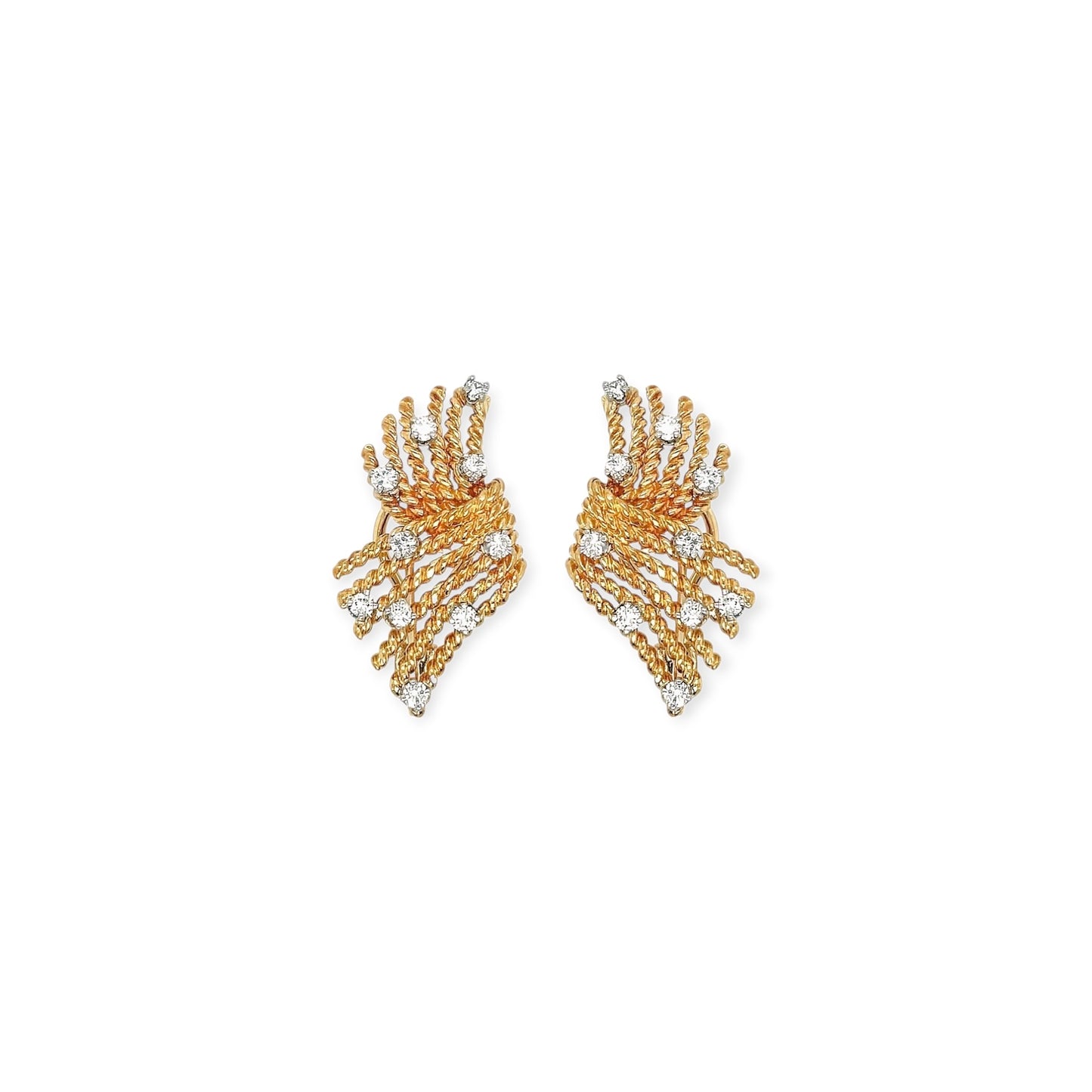 Tiffany Schlumberger V Rope Gold Diamond Earrings