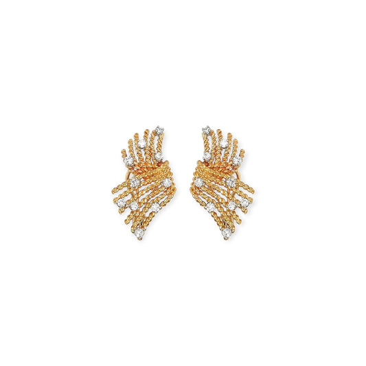 Tiffany Schlumberger V Rope Gold Diamond Earrings