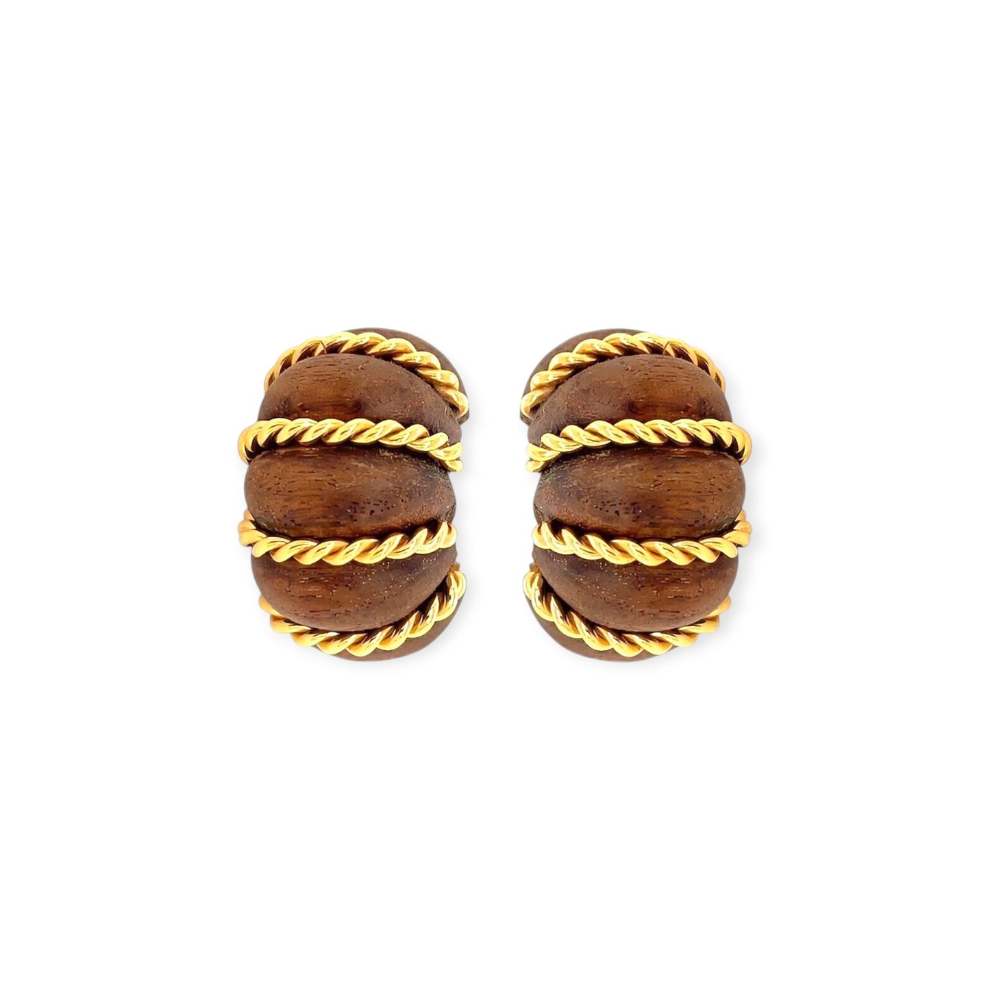 Seaman Schepps Gold Wood Shrimp Earrings