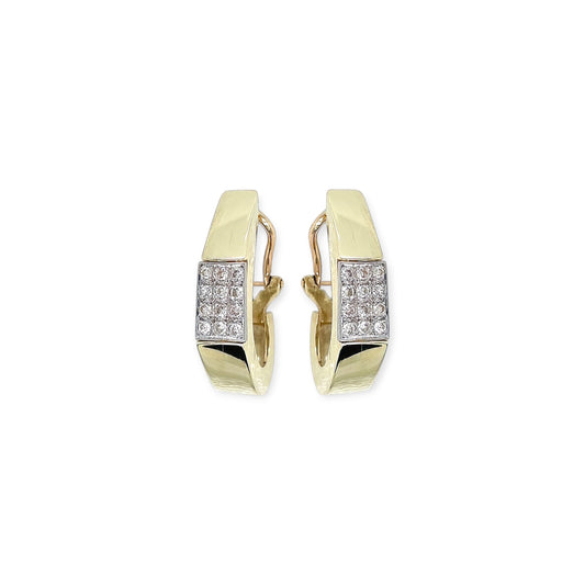 Gold Diamond Oval Hoop Earrings