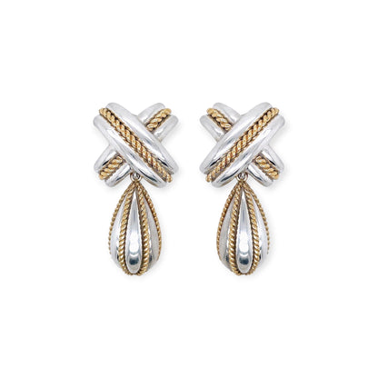 Tiffany Signature X Silver Gold Earrings