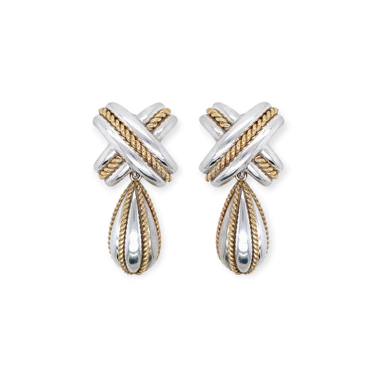 Tiffany Signature X Silver Gold Earrings