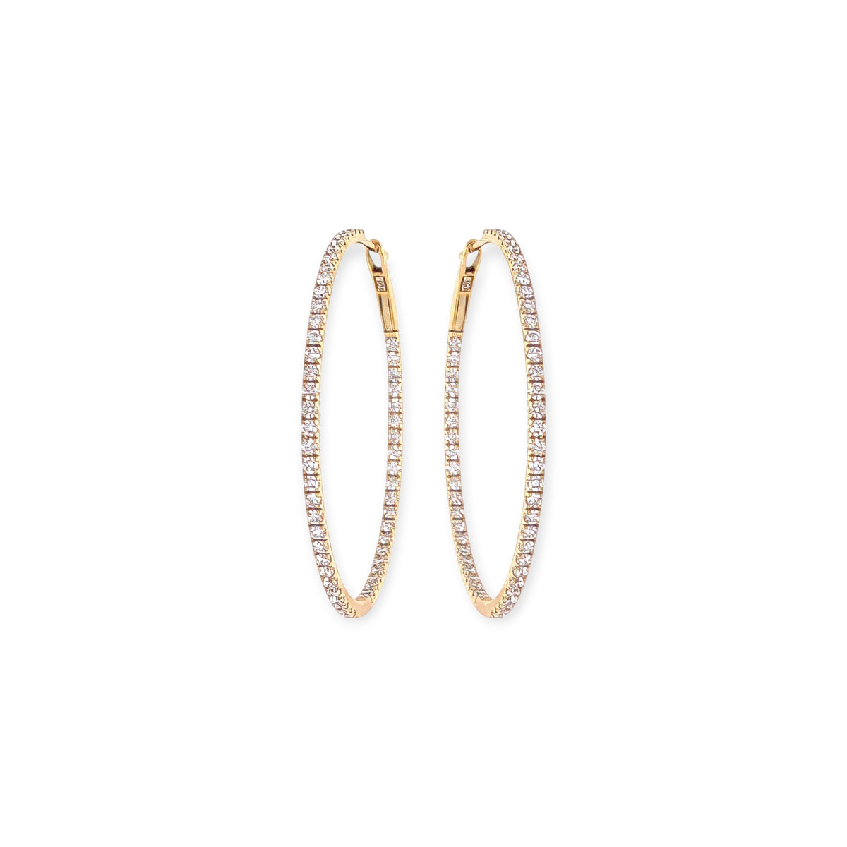 Large Gold Diamond "In and Out" Hoop Earrings