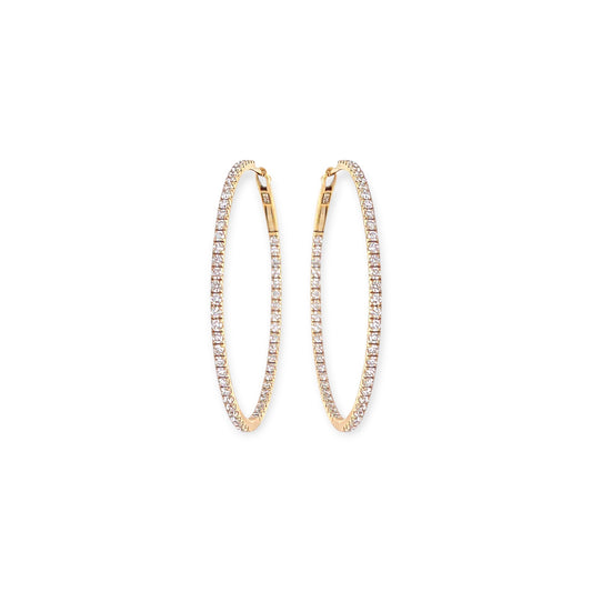Large Gold Diamond "In and Out" Hoop Earrings