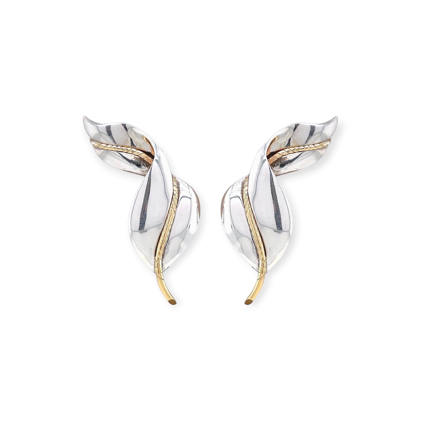 Tiffany Twisted Leaf Silver Gold Earrings