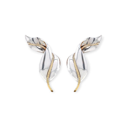 Tiffany Twisted Leaf Silver Gold Earrings