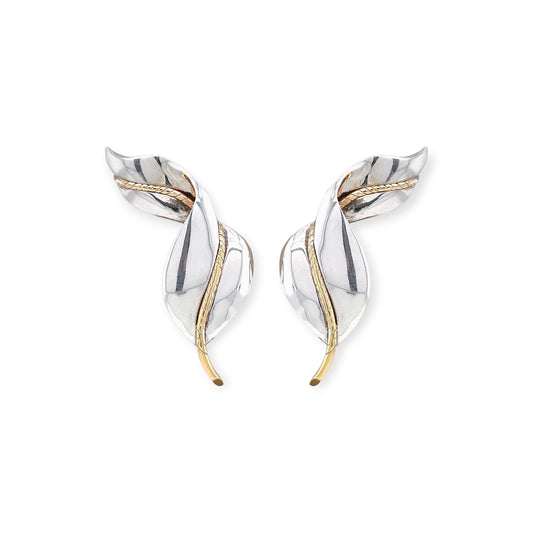 Tiffany Twisted Leaf Silver Gold Earrings