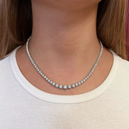 Diamond Rivière 13.67 Carats Platinum Necklace