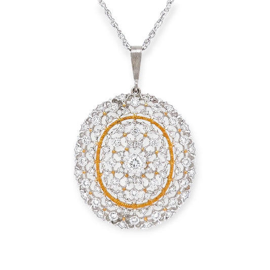 Buccellati Gold Diamond Lace Pendant Necklace