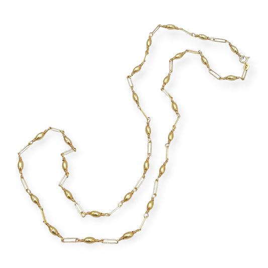 Long Gold Fancy Link Necklace