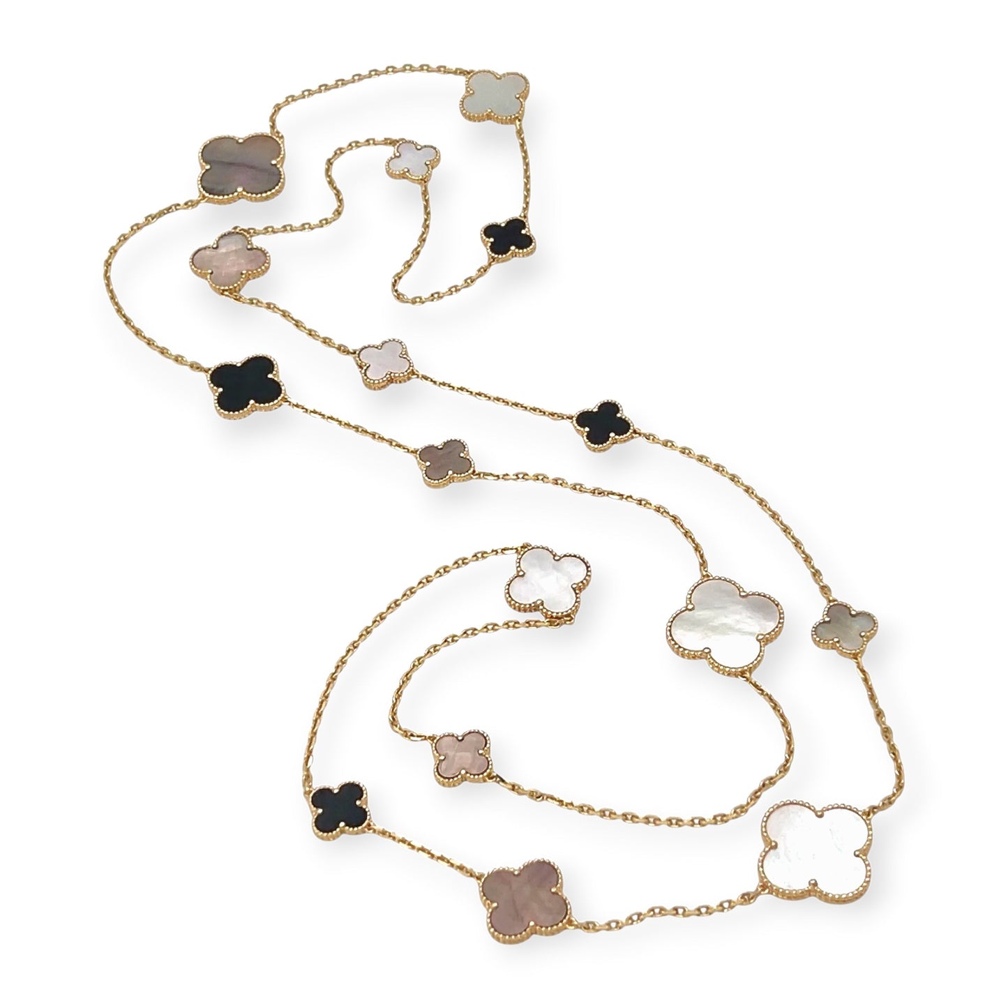 Van Cleef Magic Alhambra Mother of Pearl Black Onyx Necklace