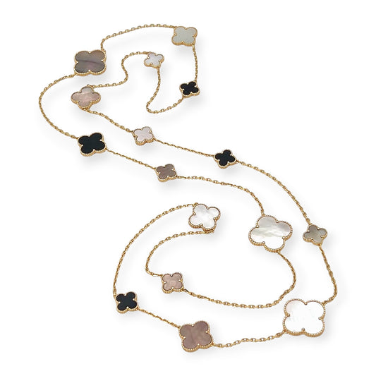 Van Cleef Magic Alhambra Mother of Pearl Black Onyx Necklace