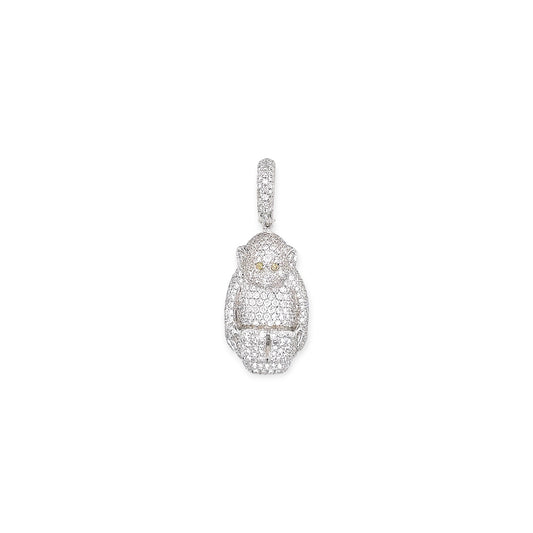 White Gold Diamond Pavé Monkey Pendant