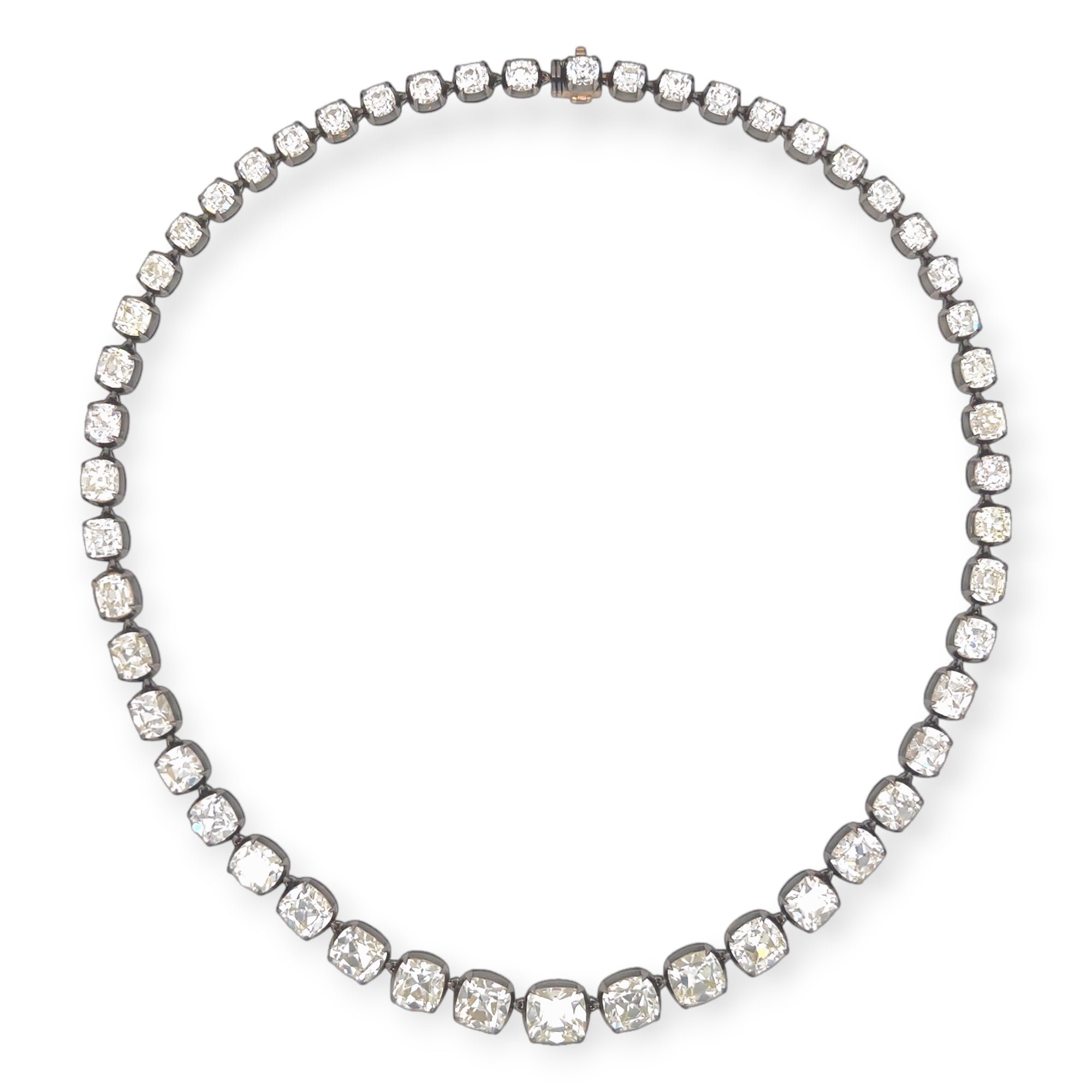 19th C Style 47.29 Carats Cushion Cut Diamond Rivière Necklace – CDB Ltd