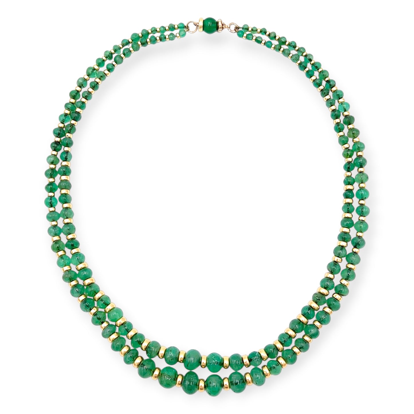 Emerald Bead and Yellow Gold Necklace