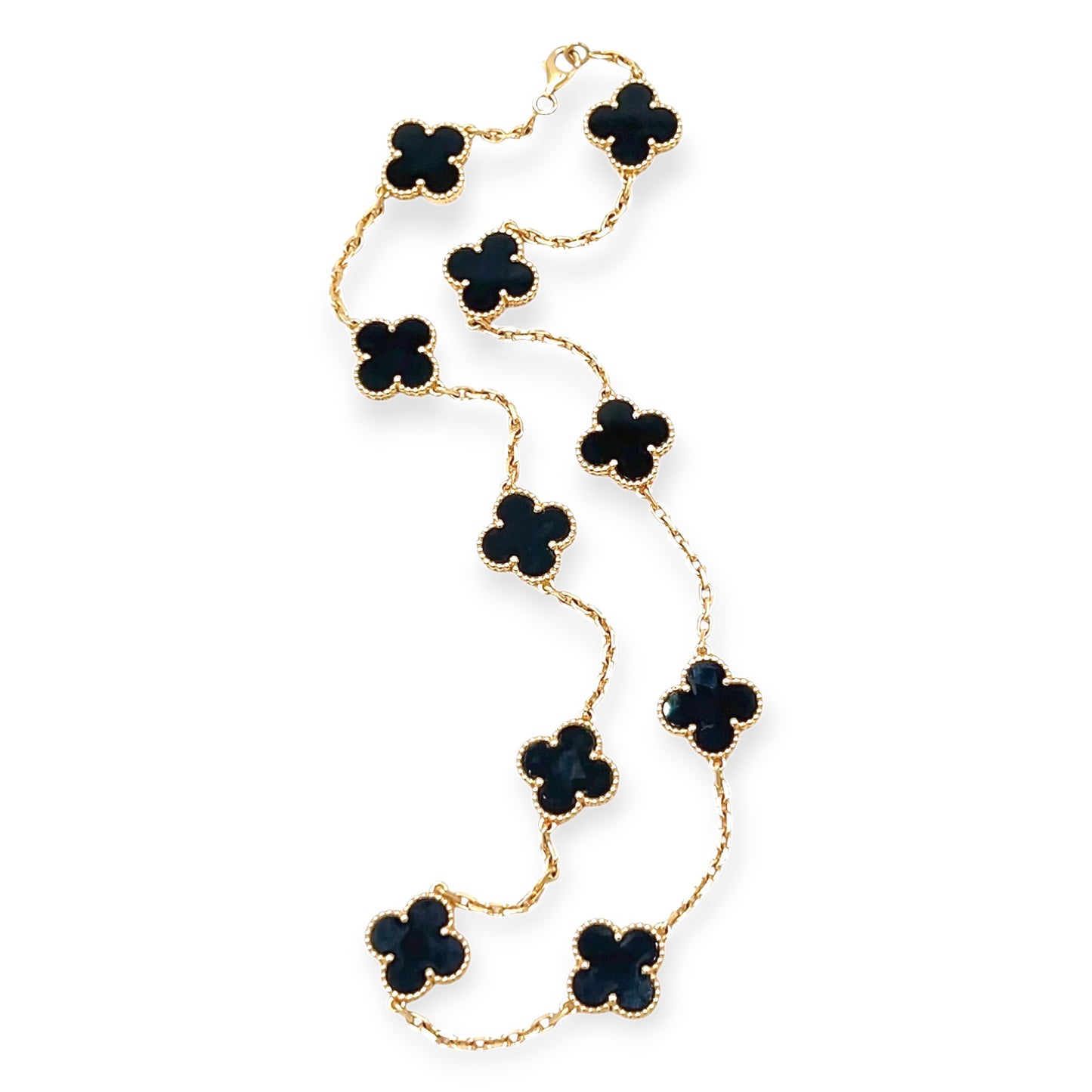 Van Cleef Gold Vintage Alhambra Onyx Necklace