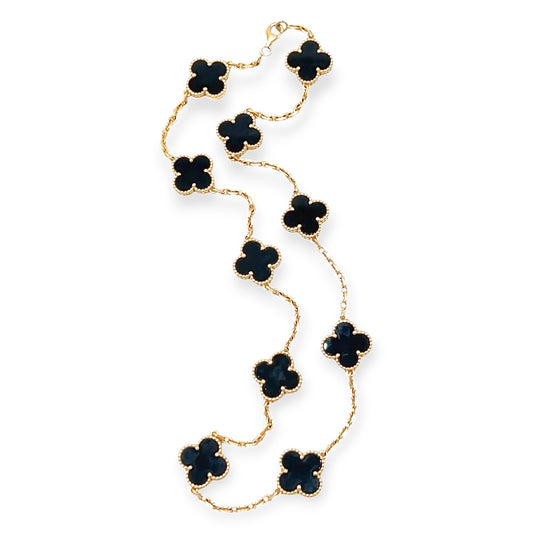 Van Cleef Gold Vintage Alhambra Onyx Necklace