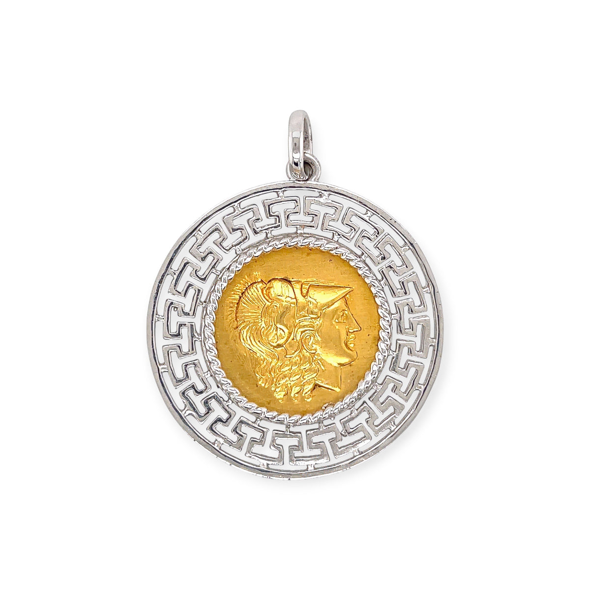 Lalaounis Gold Coin Silver Athena Pendant