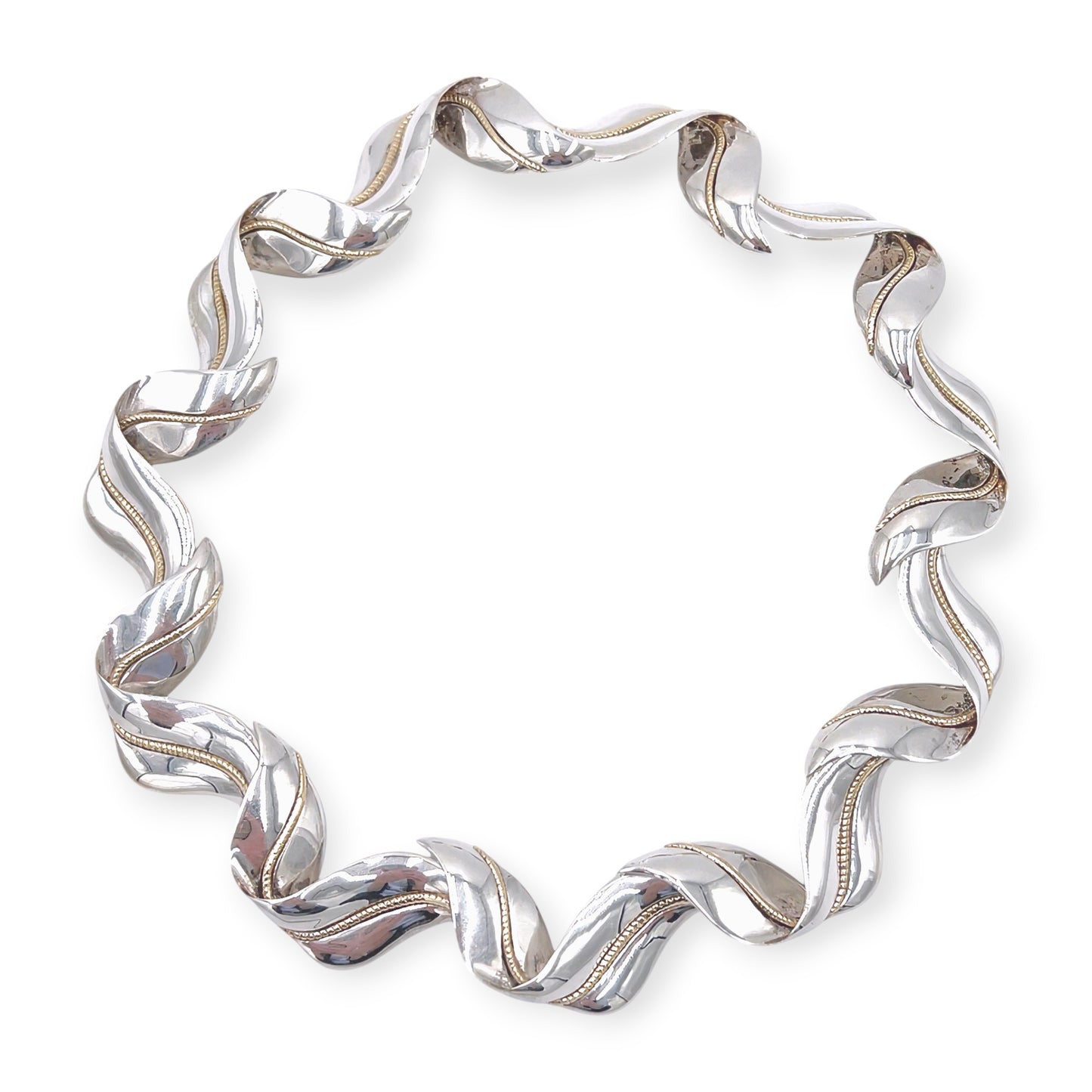 Tiffany Twisted Leaf Silver Gold Necklace