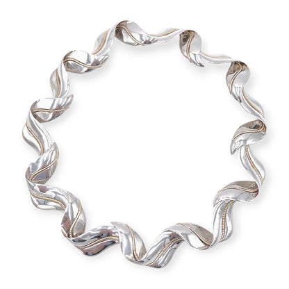 Tiffany Twisted Leaf Silver Gold Necklace
