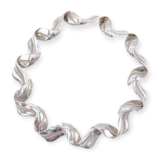 Tiffany Twisted Leaf Silver Gold Necklace