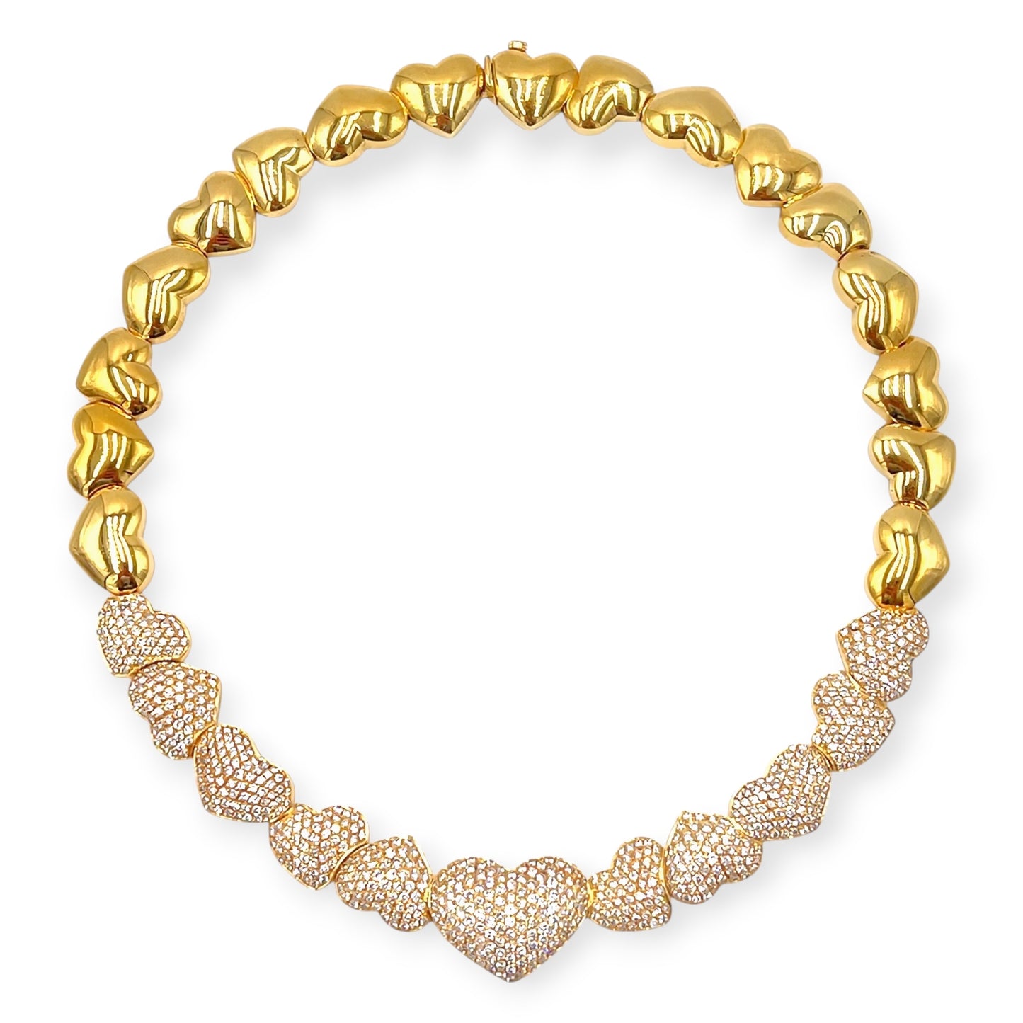 Gold Diamond Heart Link Necklace
