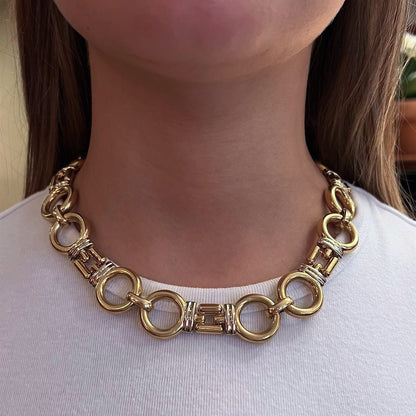 Chimento Yellow and White Gold Open Circle Necklace