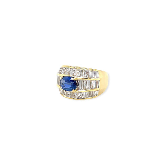 Gold Oval Sapphire Diamond Ring