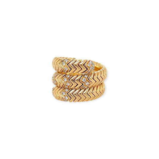 Gold Diamond Chevron Coil Ring