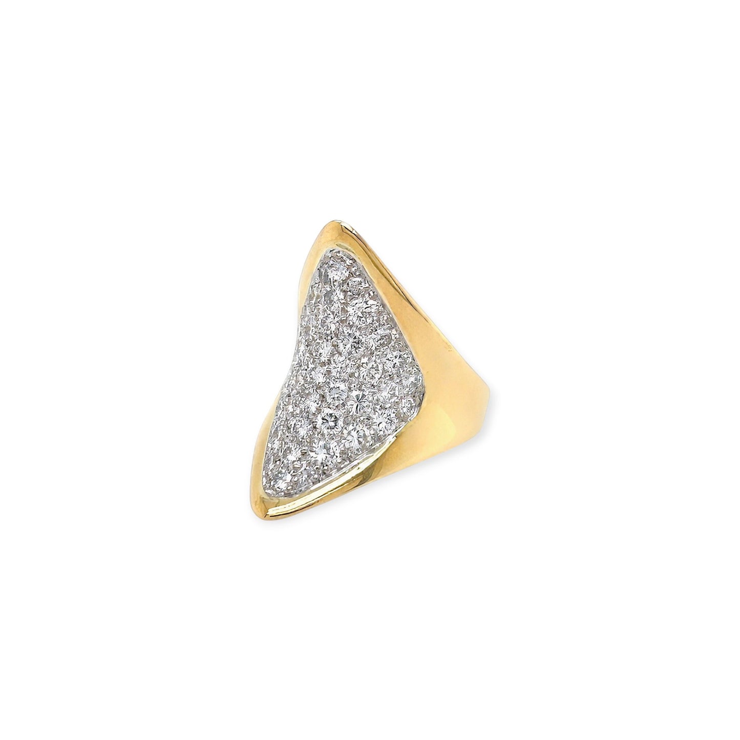 1970s Kutchinsky Gold Diamond Navette Ring