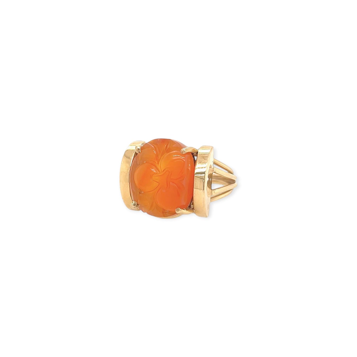 Oval Carved Carnelian Gold Ring