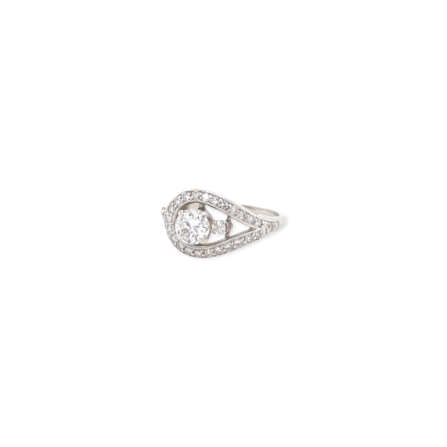 White Gold Old European Cut Diamond Ring