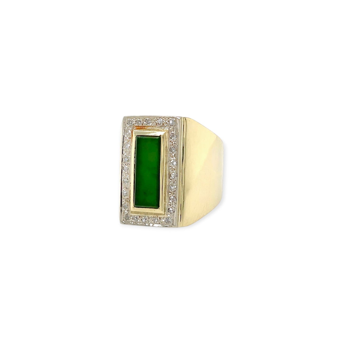 Geometric Green Onyx Diamond Gold Ring