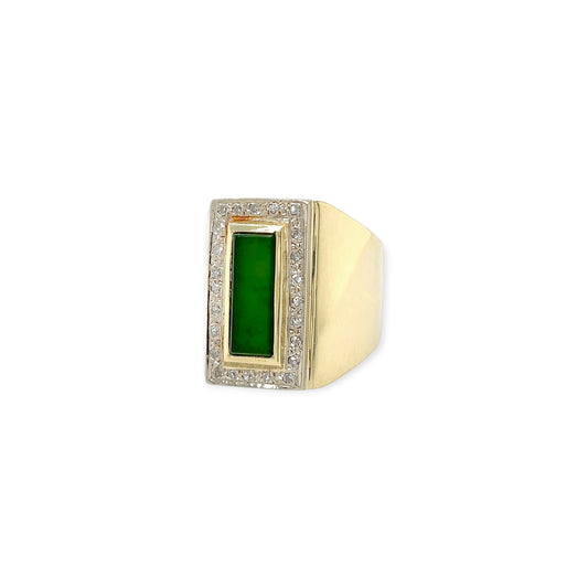 Geometric Green Onyx Diamond Gold Ring