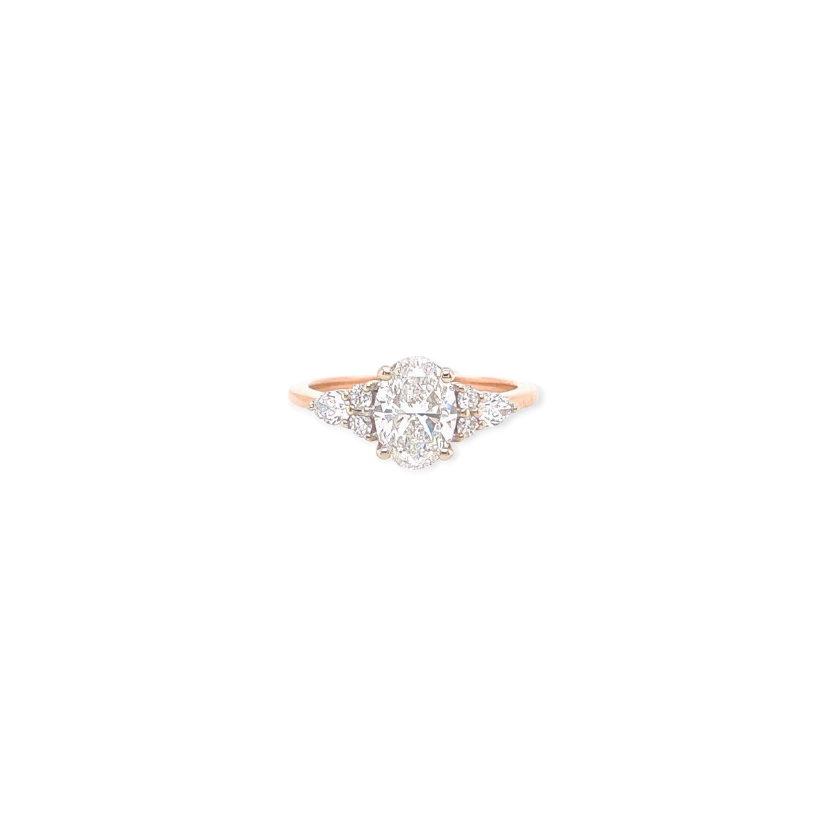 Rose and White Gold Oval Diamond Ring 1.52 Carats