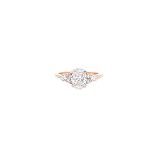 Rose and White Gold Oval Diamond Ring 1.52 Carats