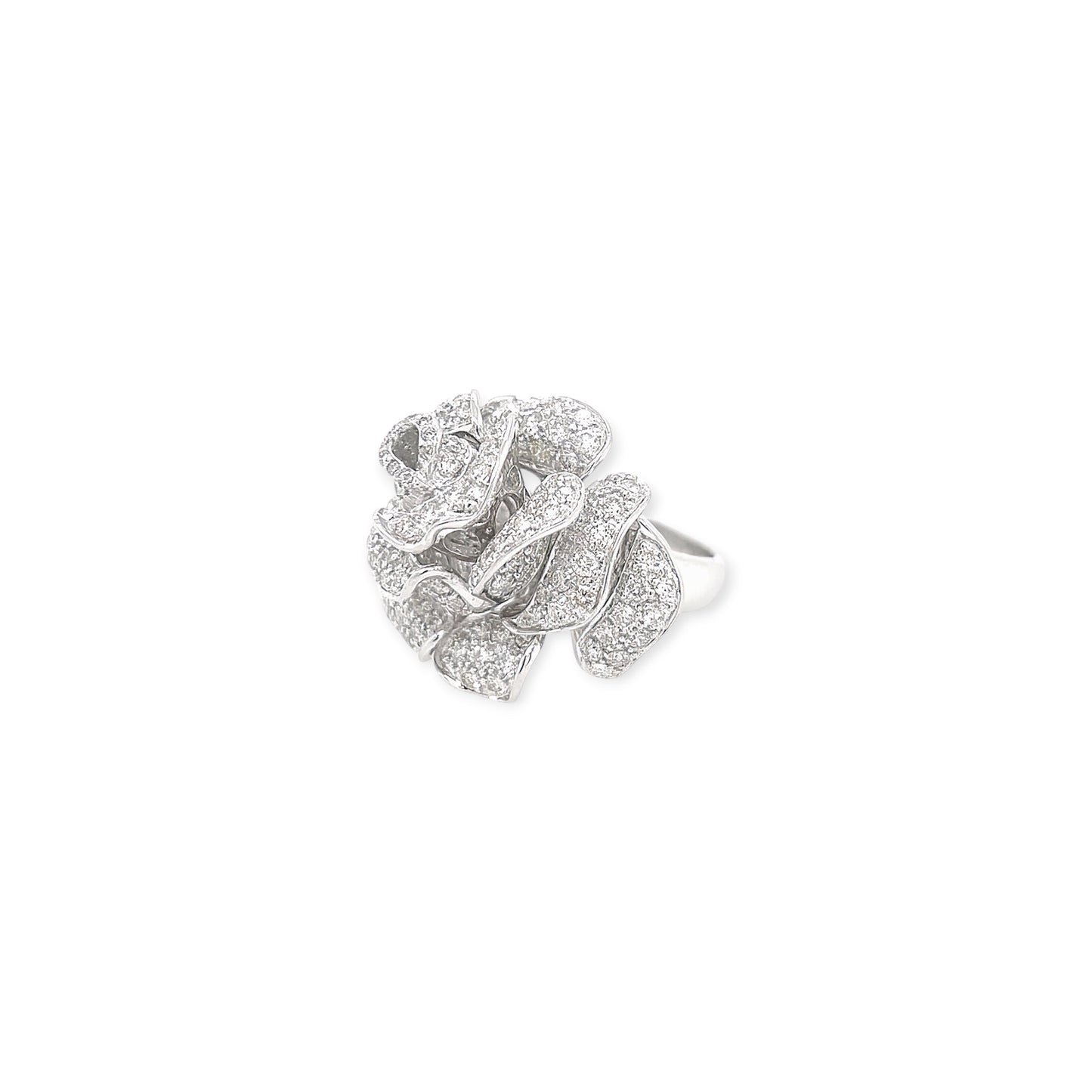 White Gold Diamond Pavé Rose Ring