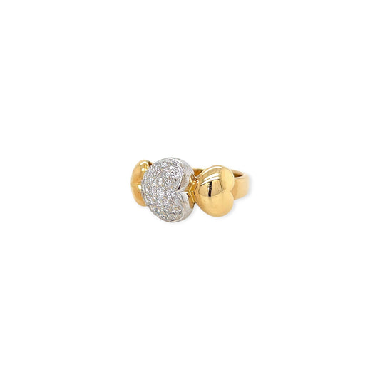 Gold Diamond Triple Heart Ring