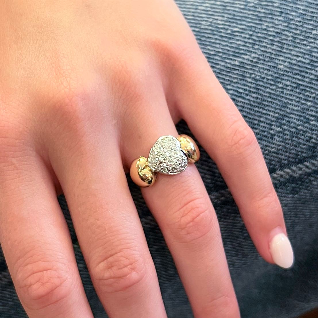 Gold Diamond Triple Heart Ring