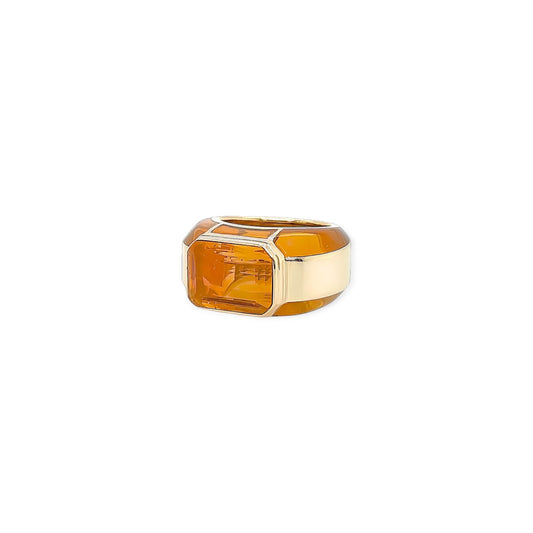 Gold Citrine Resin Bombe Ring