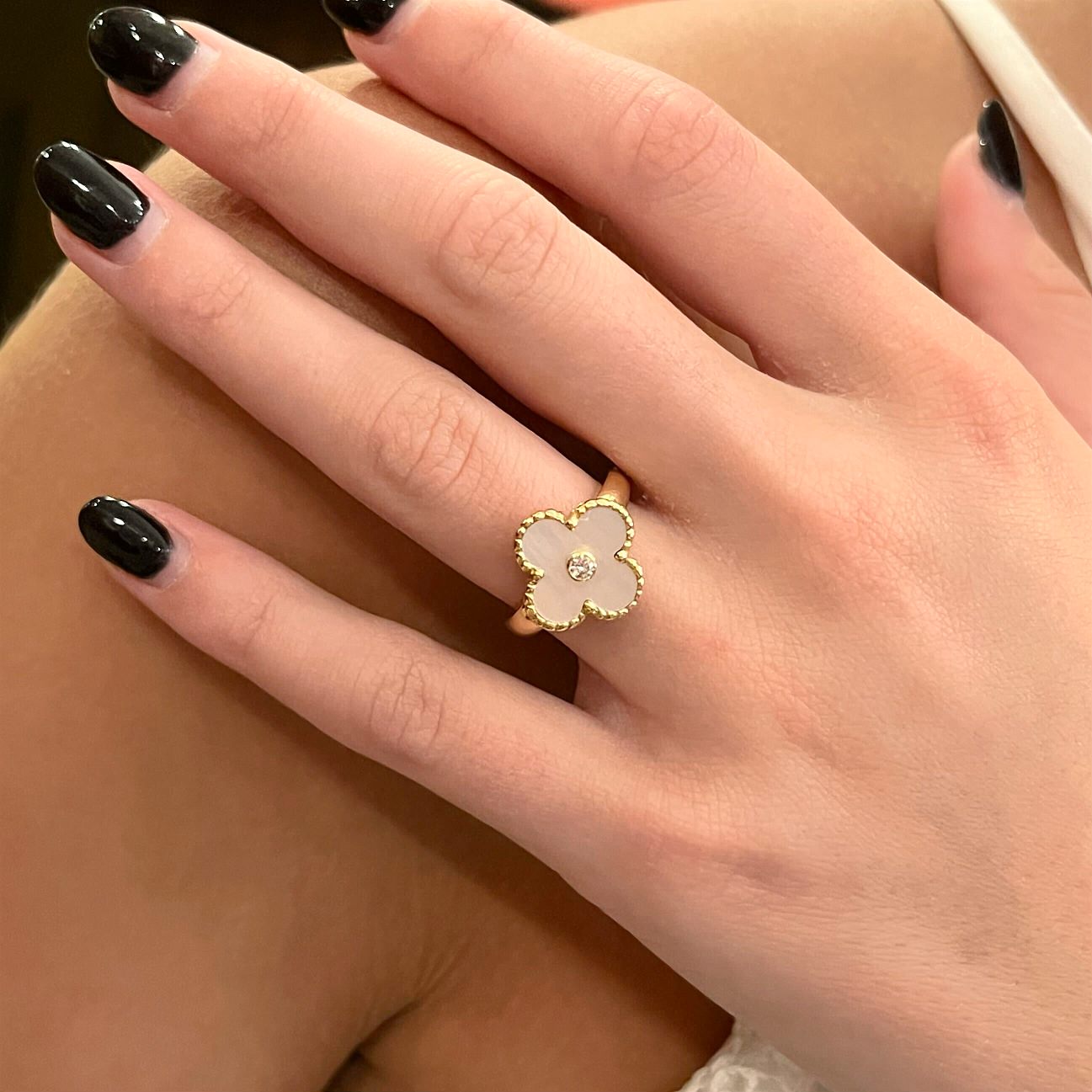 Van Cleef Vintage Alhambra Gold Mother of Pearl Ring