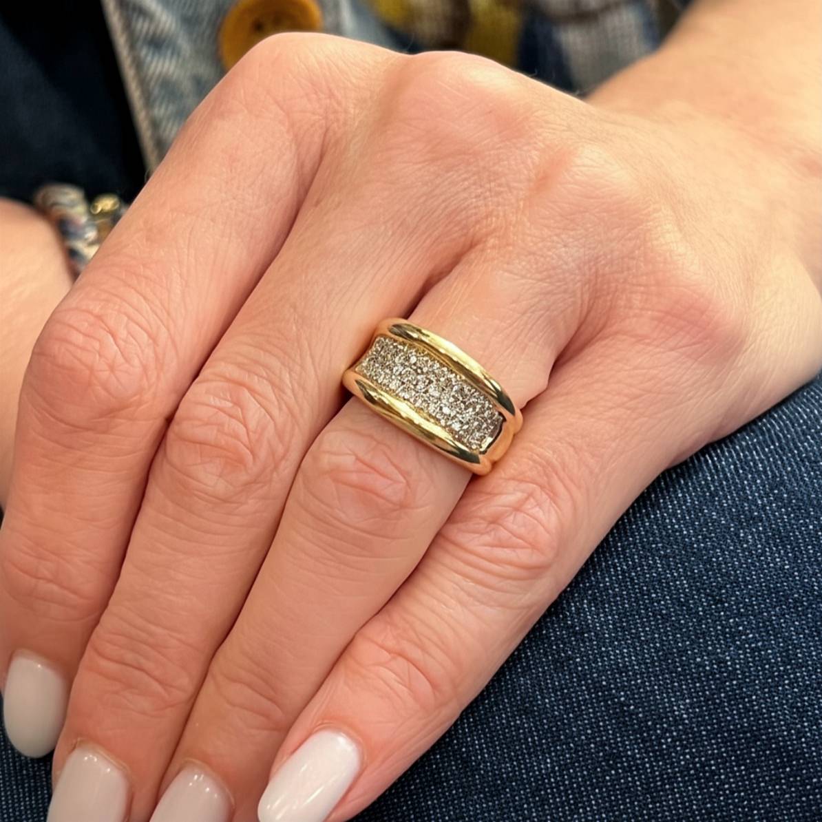 Gold Diamond Pave Band Ring