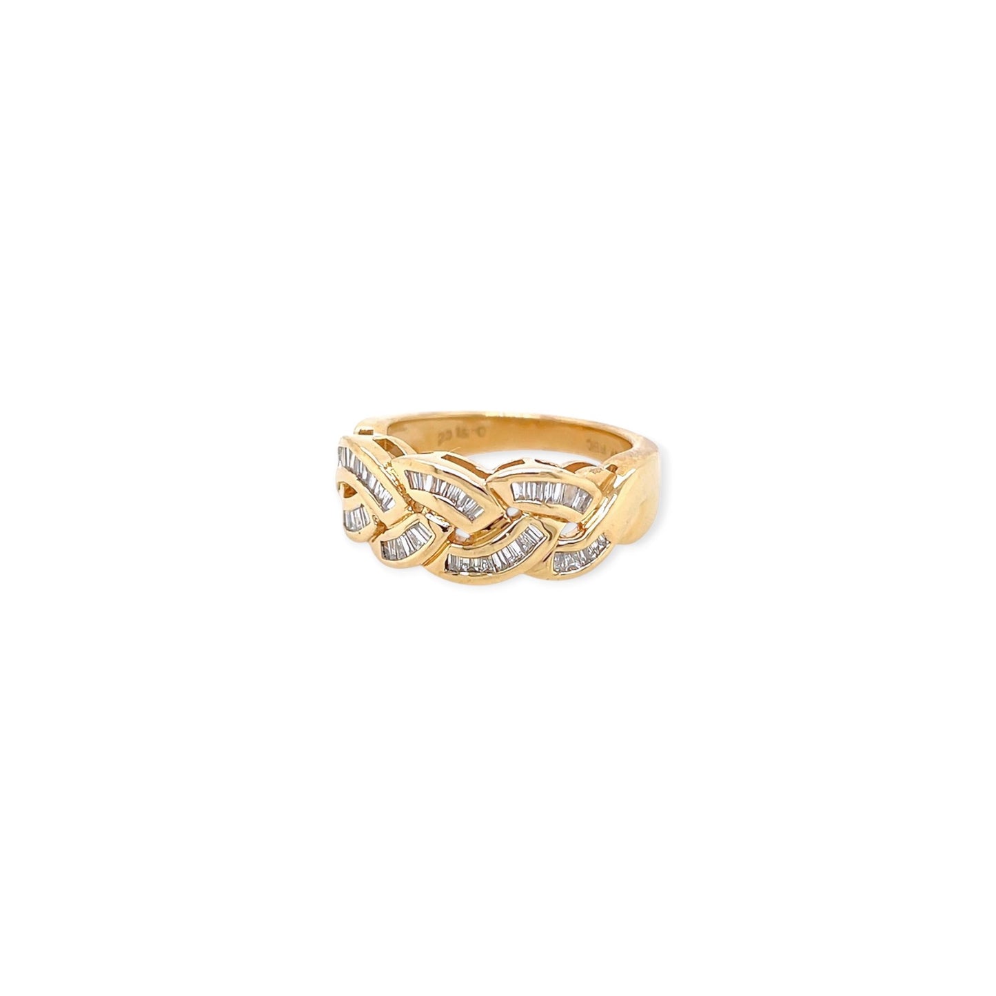 Gold Diamond Braided Ring